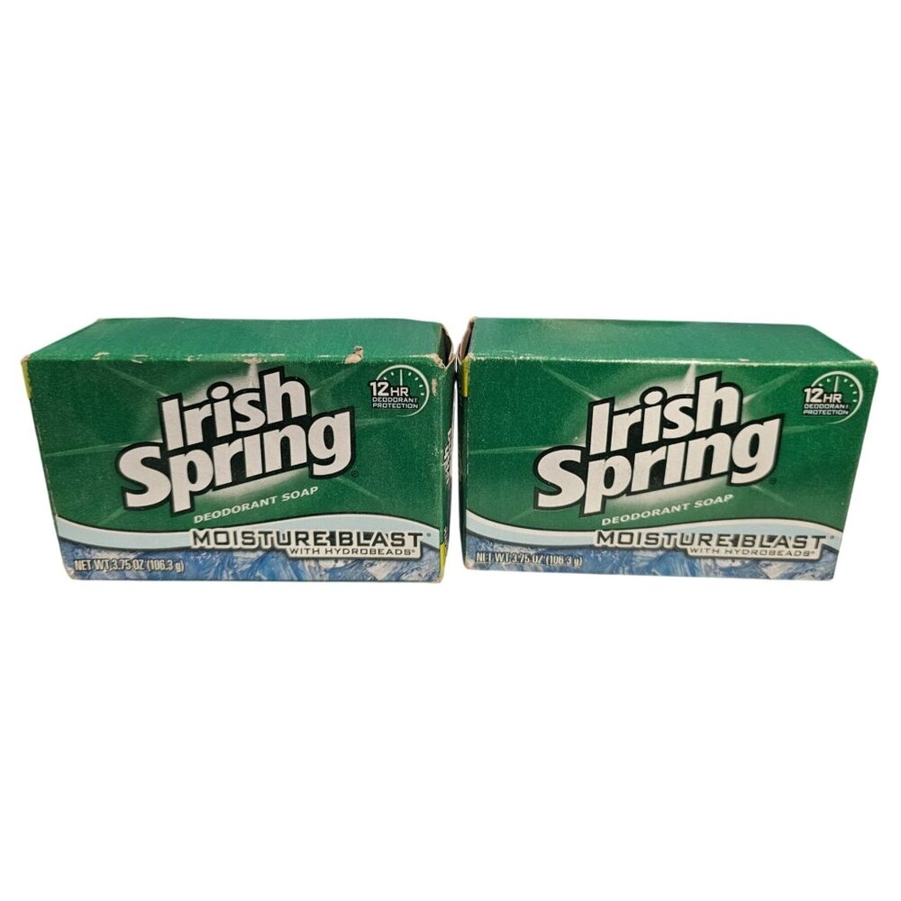 Irish Springs Moisture Blast Deodorant Soap Set of 2 UNOPENED Bars See Descript
